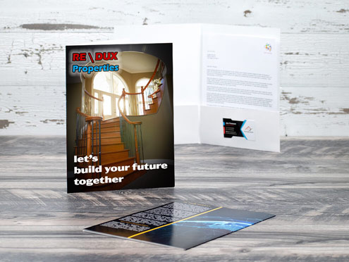 Presentation folders with pockets and business card holders