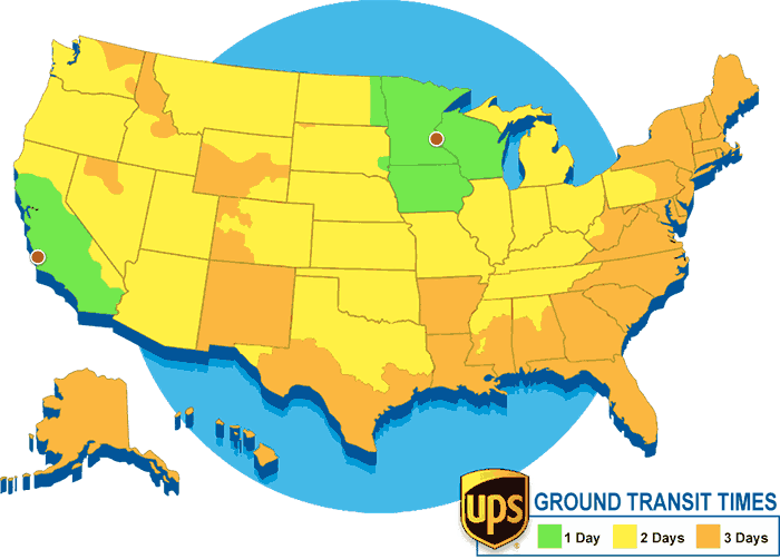 Print-delivery transit times with UPS Ground