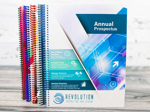 Spiral bound books with multiple coil binding colorsSpiral bound presentation books